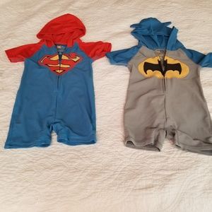 Superman and Batman bathing suits